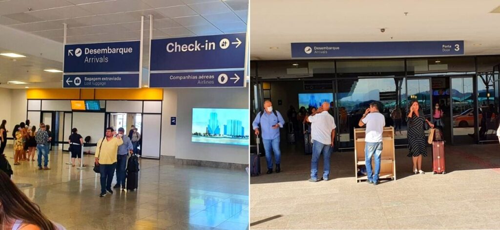 Portão de desembarque | Bancada de atendimento para solicitação de taxi no aeroporto de Vitória Espírito Santo